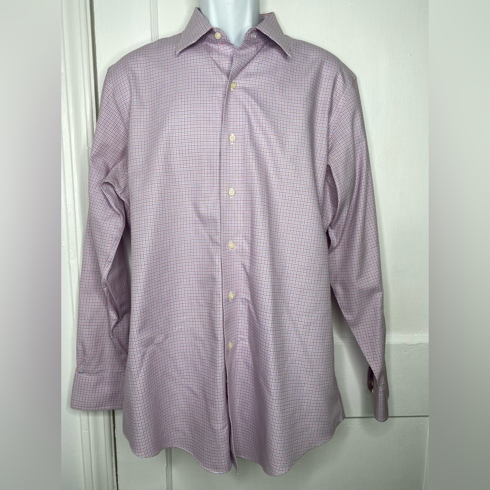 BROOKS BROTHERS No-Iron Men's Purple Checkered Shirt